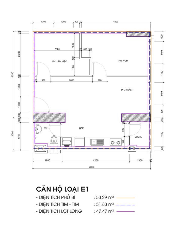 Căn hộ loại E block A1 chung cư Đạt Gia